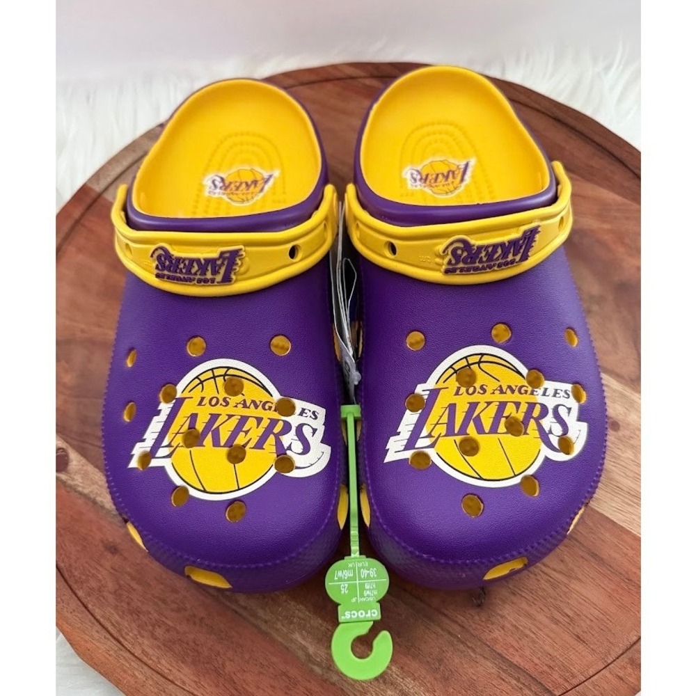 Crocs Los Angeles Lakers Clogs Mens 7 Womens 9 Purple Gold New NBA Basketball